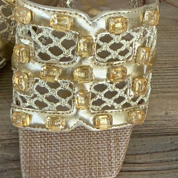 Sam Edelman Webster Slide Sandal, Amber Gold Weave, Size 6 1/2, EUC - Picture 6 of 8